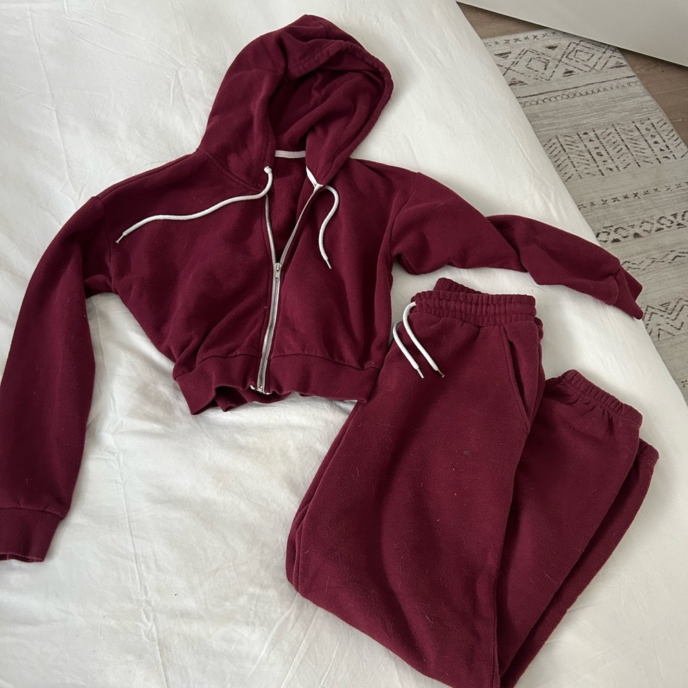 Burgundy Hoodie and Sweatpants Set